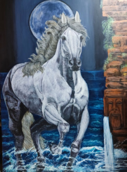 Œuvre contemporaine nommée « LUNE BLEUE », Réalisée par HTTPS://WWW.FIORILLO-MARIE-MATHILDE.COM/