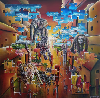 Œuvre contemporaine nommée « Le puzzle », Réalisée par DAN' SCHAUB