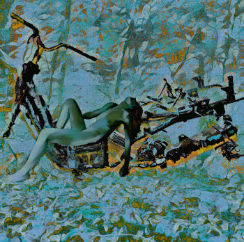 Œuvre contemporaine nommée « NU à la moto », Réalisée par FRéDéRIC DIDILLON