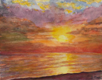 Œuvre contemporaine nommée « Coucher de soleil, avant l'orage », Réalisée par AMALIA MEREU