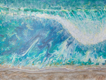 Œuvre contemporaine nommée « BLUE WAVE », Réalisée par JLO