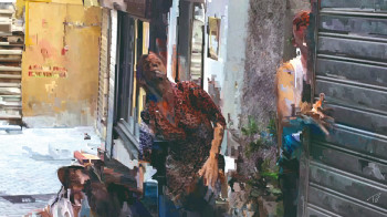 Œuvre contemporaine nommée « Danseurs rue Napoléon 6 », Réalisée par PAT O'BINE