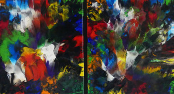 Œuvre contemporaine nommée « Diptyque Pich's magic abstract 203 », Réalisée par PICH