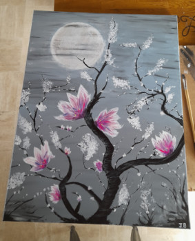 Œuvre contemporaine nommée « Magnolia au clair de lune », Réalisée par JB