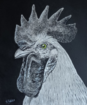 Œuvre contemporaine nommée « Coq sur toile 100 % coton 340 g/m2. Peinture Originale acrylique. », Réalisée par JEAN-CLAUDE ROBLES