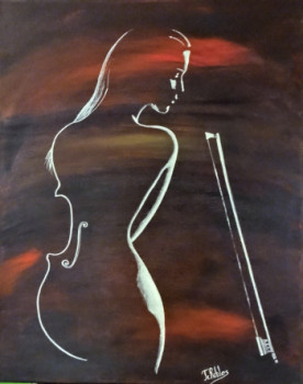 Œuvre contemporaine nommée « La violoniste. L'artiste fait corps avec son instrument. », Réalisée par JEAN-CLAUDE ROBLES
