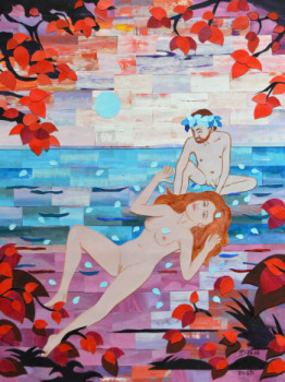 Œuvre contemporaine nommée « Couple dans un effet de paysage d'automne », Réalisée par MICHEL BOETTCHER