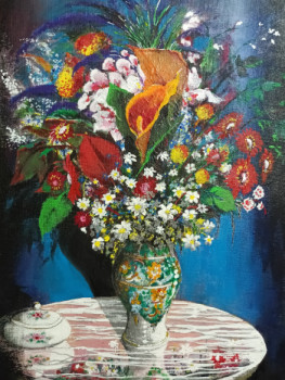 Œuvre contemporaine nommée « Couleurs florale à l'acrylique », Réalisée par DJAMEL