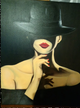 Œuvre contemporaine nommée « Femme au chapeau noir », Réalisée par ISABELLE LANCHAS