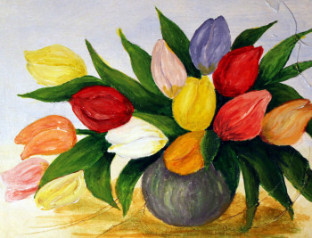 Œuvre contemporaine nommée « {"fr":"323 - tulipes multicolores","en":"323 - tulipes multicolores","es":"323 - tulipes multicolores"} », Réalisée par GDLAPALETTE - UN UNIVERS DE CREATIONS