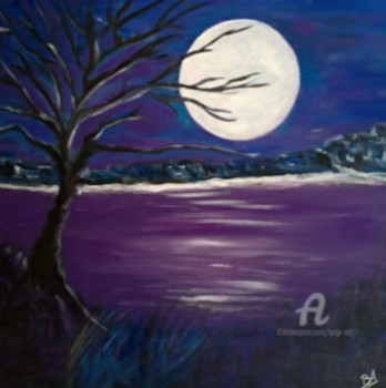 Œuvre contemporaine nommée « Arbre au clair de lune », Réalisée par BRIGI'ART