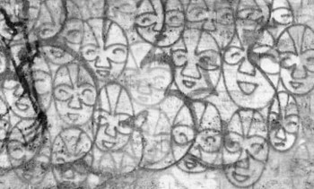 Œuvre contemporaine nommée « Accumulation de visages stylisés », Réalisée par CASSANDRE