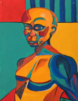 Œuvre contemporaine nommée « Buste haut en couleurs », Réalisée par BIACHE CHRISTANE