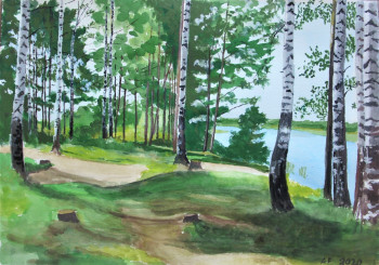 Œuvre contemporaine nommée « Foret de bouleaux », Réalisée par ANDRé FEODOROFF