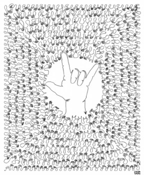 Œuvre contemporaine nommée « C'est déjà deux mains », Réalisée par CHROMATOVORE (ANAMORPHIQUE)