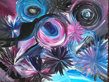 Œuvre contemporaine nommée « Fleurs violettes », Réalisée par STEVEN SULPICE