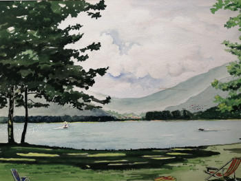 Œuvre contemporaine nommée « Lac de Lugano 2 », Réalisée par ANDRé FEODOROFF