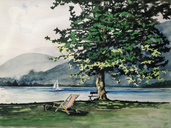 Œuvre contemporaine nommée « Lac de Lugano 3 », Réalisée par ANDRé FEODOROFF