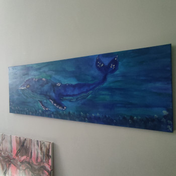 Œuvre contemporaine nommée « Baleine bleue », Réalisée par ARTISTE.AA