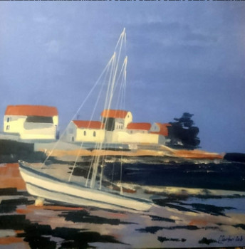 Œuvre contemporaine nommée « Bretagne, bateau sur la côte », Réalisée par CLICKART+