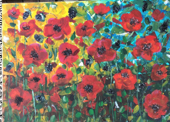 Œuvre contemporaine nommée « Coquelicots », Réalisée par JACQUELINE