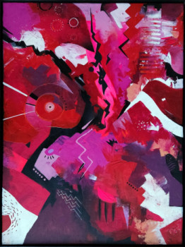 Œuvre contemporaine nommée « Tableau abstrait Ambiance rouge », Réalisée par VINADELLE