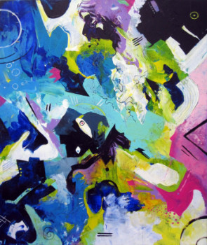 Œuvre contemporaine nommée « Tableau abstrait sur toile Entropie S47 », Réalisée par VINADELLE