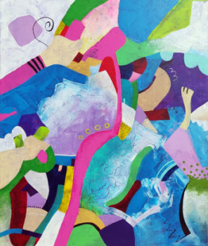 Œuvre contemporaine nommée « Tableau abstrait Entropie S39 », Réalisée par VINADELLE