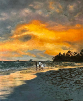 Œuvre contemporaine nommée « Le coucher du soleil Dominical », Réalisée par RITA