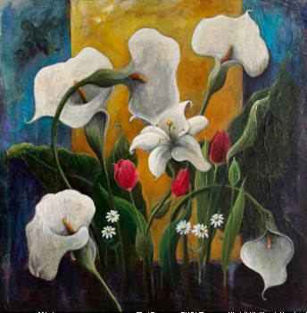 Œuvre contemporaine nommée « Composition aux tulipes », Réalisée par LAURENT MOTTE