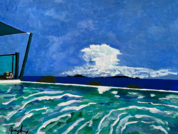 Œuvre contemporaine nommée « Vue sur les îles des Saintes », Réalisée par QUE.YANNE