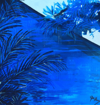 Œuvre contemporaine nommée « Les ombres bleues », Réalisée par QUE.YANNE