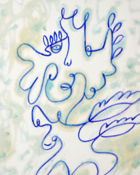 Œuvre contemporaine nommée « le lion et le cheval en blanc », Réalisée par LUISA NEIGE