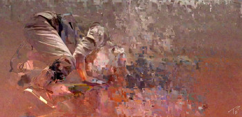 Œuvre contemporaine nommée « Danseurs Au Musée - 12 -épouse le sol », Réalisée par PAT O'BINE
