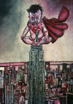 Œuvre contemporaine nommée « Superman Baby on Empire State Building New York City », Réalisée par ERIC ERIC