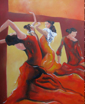 Œuvre contemporaine nommée « Danseuses de Flamenco », Réalisée par JEAN-NOëL LE JUNTER