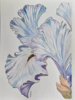 Œuvre contemporaine nommée « Iris bleu », Réalisée par XAM