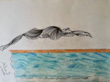 Œuvre contemporaine nommée « J.O 2024 natation », Réalisée par ABDEL DJABALI