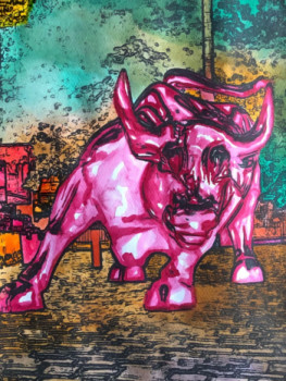 Œuvre contemporaine nommée « Charging Bull le taureau de Wall Street Bowling Green », Réalisée par ERIC ERIC
