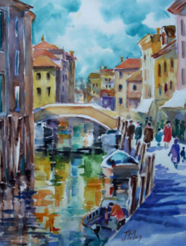 Œuvre contemporaine nommée « Au long des canaux de Venise (22-024) », Réalisée par JACQUELINE PELON