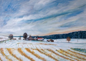 Œuvre contemporaine nommée « Paysage du Seeland en hiver », Réalisée par KRIGOU CHRISTIAN SCHNIDER
