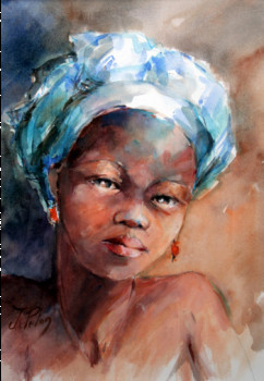 Œuvre contemporaine nommée « Jeune fille au turban (14-015) », Réalisée par JACQUELINE PELON