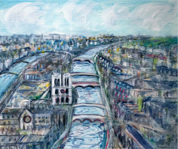 Œuvre contemporaine nommée « Notre-Dame vue du ciel », Réalisée par KRIGOU CHRISTIAN SCHNIDER