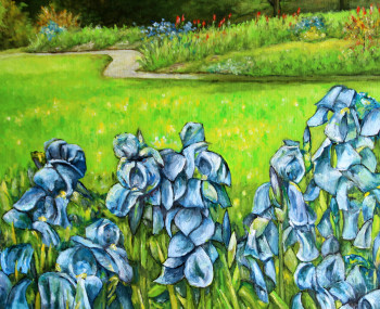 Œuvre contemporaine nommée « Les Iris bleus », Réalisée par LEFEVRE
