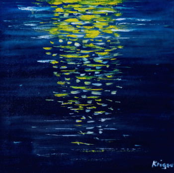 Œuvre contemporaine nommée « Reflets sur l'eau dans la nuit », Réalisée par KRIGOU CHRISTIAN SCHNIDER