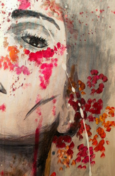 Œuvre contemporaine nommée « Femme aux fleurs », Réalisée par CéCILE GUERLIN