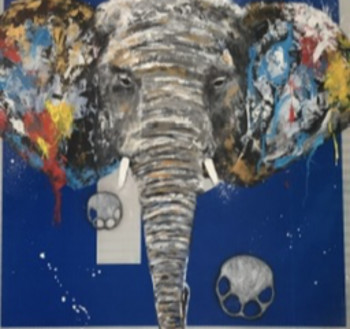 Œuvre contemporaine nommée « Sur la trace de l’éléphanteau », Réalisée par PASCALE RABIER