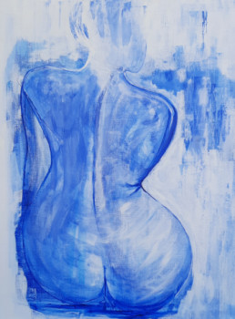 Œuvre contemporaine nommée « Nu Bleu 2 », Réalisée par MBO, SABLISTE