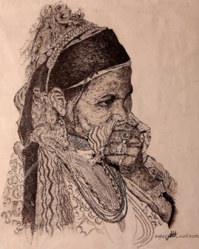 Œuvre contemporaine nommée « Sahraouia : Femme Touareg », Réalisée par A.LALMI