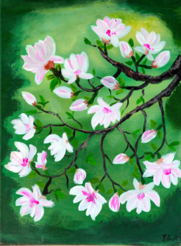 Œuvre contemporaine nommée « Fleurs de Magnolia », Réalisée par MCF